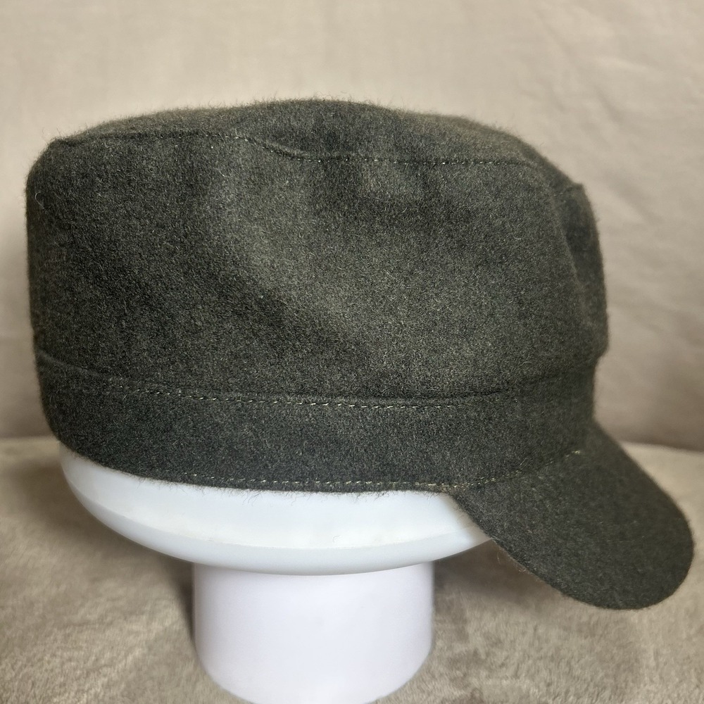 Forever 21 Black Wool Military Cadet Cap Red Satin Brocade Lined One Size